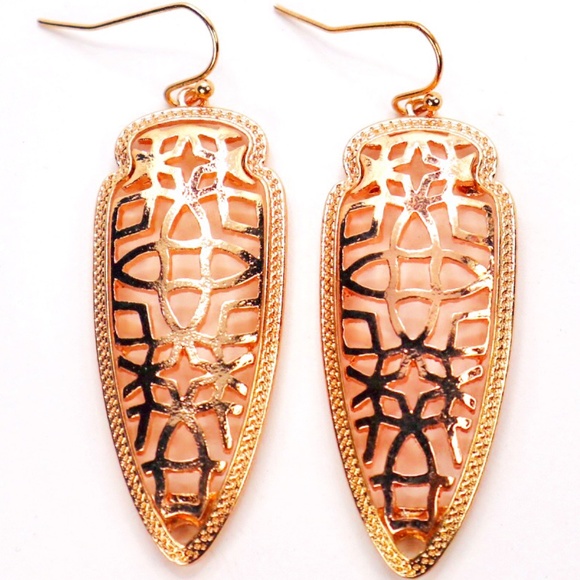 Rose Gold Filigree Earrings For Women - Picture 1 of 2